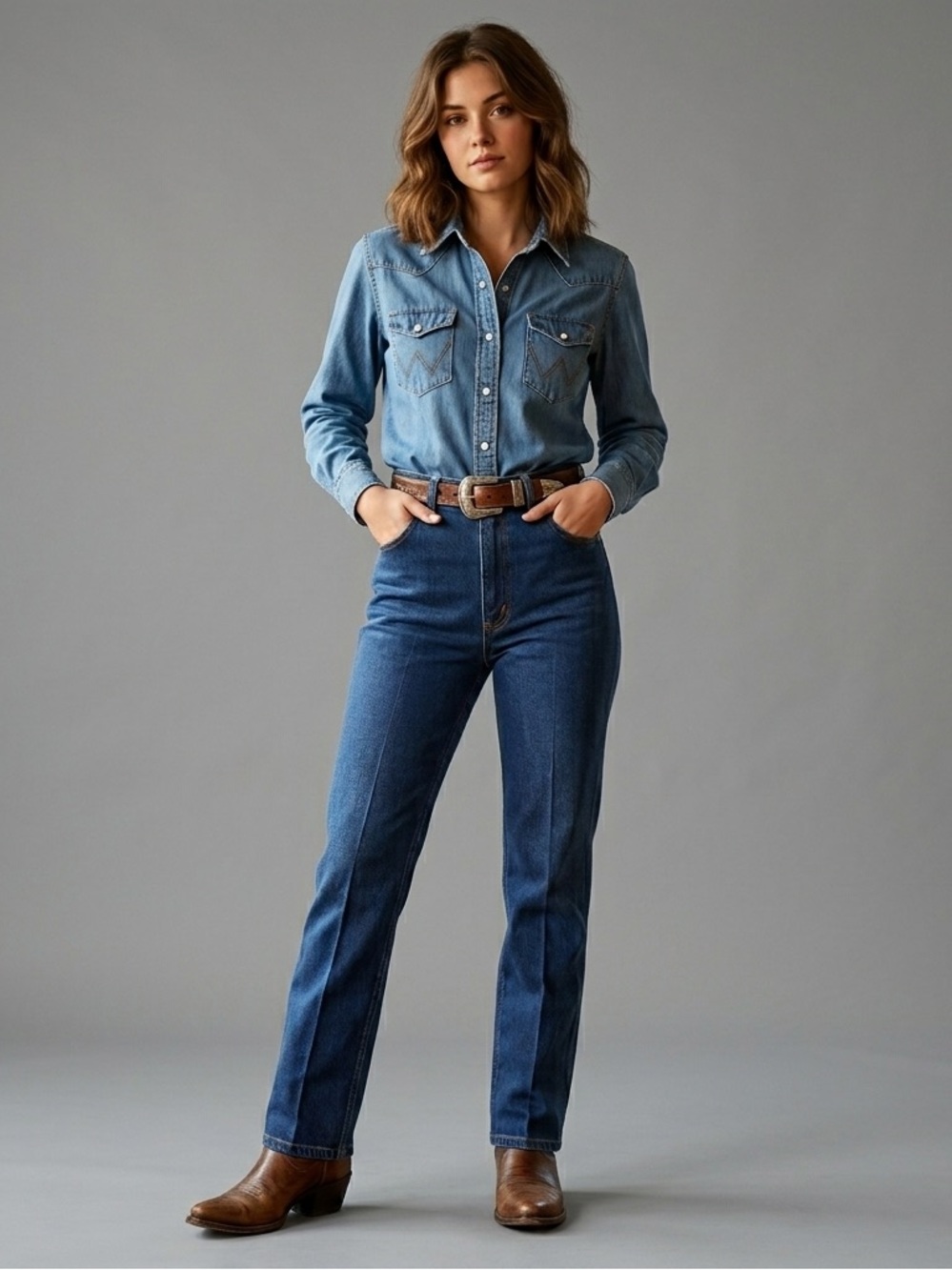 Vintage Sheplers Western High Rise Jeans Womens Size 24x32 Blue Cowgirl USA
